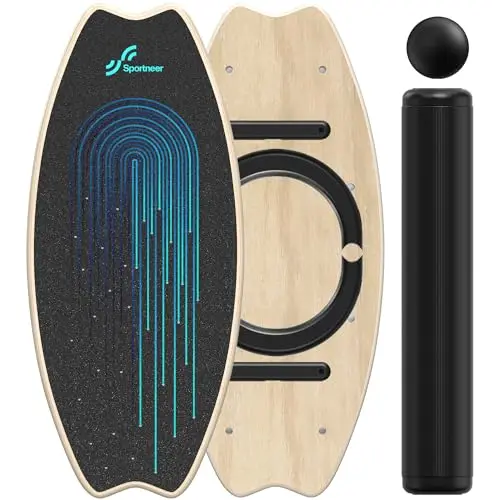 Sportneer Balance Board Holz 7-in-1 mit Rolle und Balance Ball
