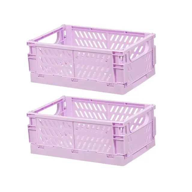 Frepea Klappbox Aufbewahrungskorb Violett 2er-Set