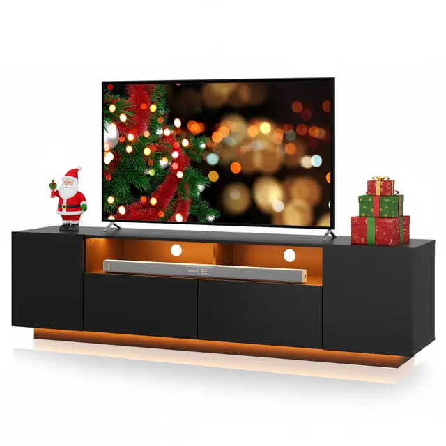 wlive tv-schrank schwarz led-lowboard