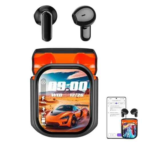Luminea HTC Übersetzer Kopfhörer unterstützt 156 Sprachen, Hi-Fi-Klangqualität, intelligenter Bluetooth-Kopfhörer mit Touchscreen (Schwarz)