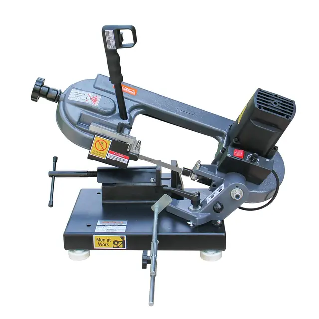 BOKA Metallbandsäge Vario-Speed 40–88 m/min, Gehrungsschnitt 0–45°, Rohrschnitt bis Ø85 mm, 230V/1000W, BS-85 transportable Säge mit hoher Schnittpräzision, Inklusive Sägeband