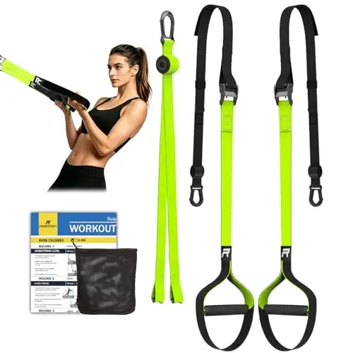 RHINOSPORT Schlingentrainer Sling Trainer Set mit Türanker Einstellbar Fitness Zuhause Suspension - geeignet für unterwegs und für das Training im Innen- und Außenbereich