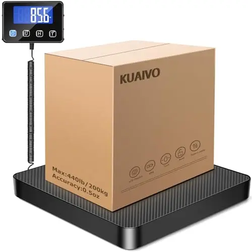 KUAIVO Paketwaage, Hochpräzise Digitale Plattformwaage 200kg/10g mit LCD/Hold/Tara Funktion, Briefwaage für Pakete, Gepäck, Lagerhaus, Unternehmen und für den Hausgebrauch, Aufladba