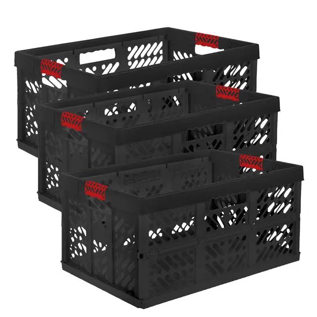 keeeper 3 x Profi-Klappbox Ben, 45 Liter, PP, Rot