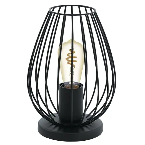 EGLO Tischlampe Newtown Vintage E27 Schwarz mit Zugschalter