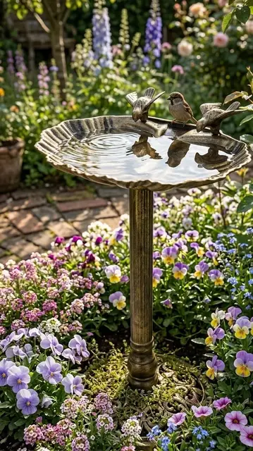 Bambelaa! Vogeltränke mit Standfuß Rund Kunststoff Gold