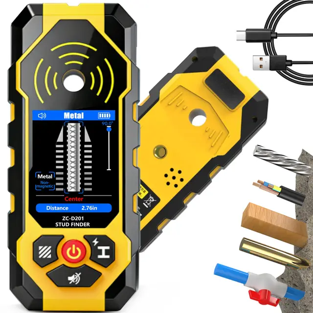Ortungsgerät Leitungssucher 4 in1 Professioneller Multifunktionaler Wand Scanner Detektor für Holz, Metalle, Nichteisenmetalle, Kabel, mit Akustischer und Visueller Anzeige ZC-D201