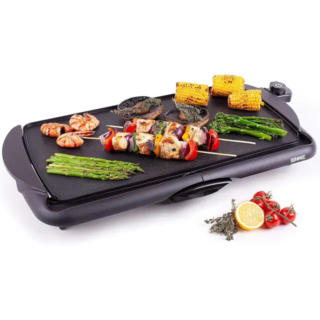 Duronic GP20 elektrischer Tischgrill 2000 W, Antihaftbeschichtung, drinnen und außen, Barbecue Elektrogrill, einfache Reinigung, Easygrill, extragroße Grillfläche