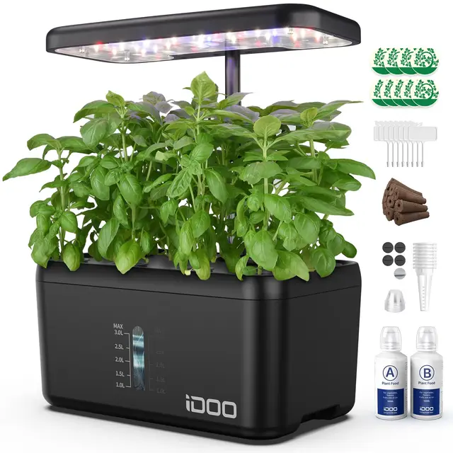 iDOO Vatertagsgeschenk für Papa, Hydroponic System, Smart Garden, Hydroponik, Hydroponisches Anzuchtsystem, Indoor Garden, LED-Pflanzenlampe, automatischer Timer, höhenverstellbar, 38 cm