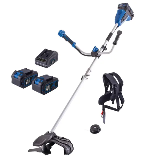 Scheppach Akku Freischneider BC-BCH380/40-X | Schnittbreite Rasentrimmer & Motorsense 380 / 255mm | Fadenspule 4m, Tippautomatik | 20V-IXES-Serie | 10 Jahre Garantie | mit 2x4Ah Akku & Doppelladegerät
