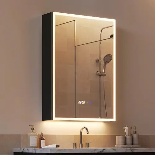 woltu spiegelschrank bad led schwarz