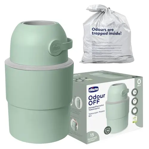 Chicco Teleskop-Windeleimer, Geräumig und Praktisch, Kompaktes Design, Kompatibel mit Chicco Odour Off Müllbeuteln, Hergestellt aus 50 Prozent wiederverwendetem Kunststoff, grün