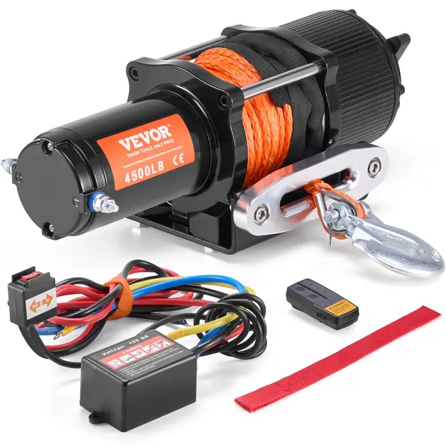 VEVOR Elektrische Seilwinde 2041 kg 12V mit Synthetikseil
