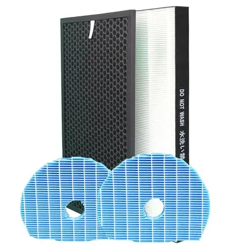 Echter HEPA-Filterersatz für Sharp UA-HD40U-L UA-HD50E-L Luftreiniger Filter mit Befeuchtungsfilter, Teil # UZ-HD4HF / UZ-HD4DF / UZ-HD6MF KC-D50 KC-E50 KC-F50 KC-G50 KI-GS50 KC-D40E