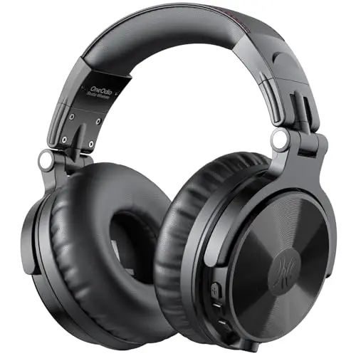 OneOdio Bluetooth Kopfhörer Over Ear [Bis zu 110 Std & BT 5.2] Kopfhörer Kabellos Bluetooth mit 50mm Treiber, HiFi Stereo Faltbares Wireless Headphones mit Mikrofon für Laptop/Handy/PC - Schwarz