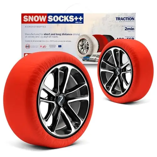 MRWiZMS Textil-Schneesocken Auto Größe L (2er Set)