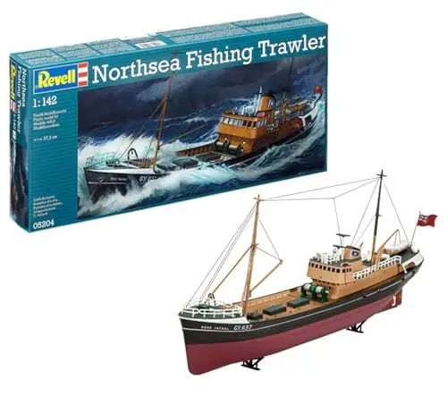 Revell Modellbausatz North Sea Trawler - Maßstab 1:142 - Detaillierter Rumpf und Aufbauten für authentischen Look - Bewegliche Teile für realistische Darstellung - Inklusive Abziehbilder