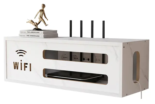 Router Schrank, WiFi Box, Aufbewahrungsbox für Verstecken Kabel, Regal, TV Kabel Organizer Wand Montiertes Kasten (White)