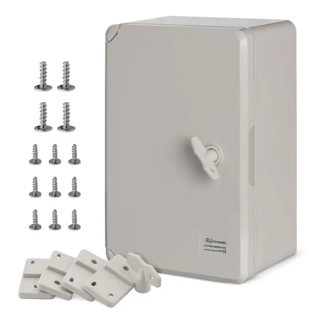 BOXEXPERT Verteilerkasten außen IP65 ABS Kunststoff 300x200x130mm Serie Fleet wasserdicht Schaltschrank Wandschrank Industriegehäuse Leergehäuse grau