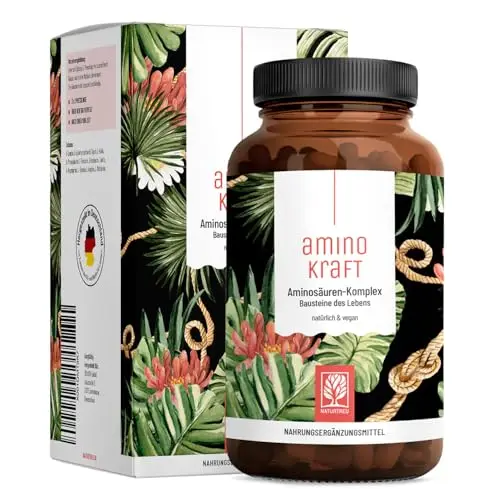 Aminosäuren Komplex hochdosiert - 180 vegane Amino Tabletten mit je 6000 mg pro Tagesdosis mit 12 verschiedenen Aminosäuren - EAA Pattern Presslinge von NATURTREU