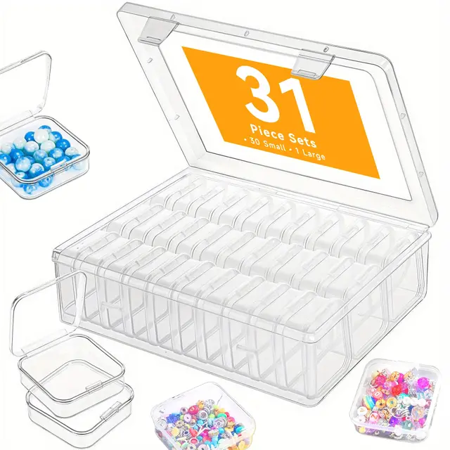Kleine Aufbewahrungsboxen (5,5 x 5,5 x 2cm), 30 Teilige Mini Aufbewahrungsbox, sortierboxen für kleinteile, bügelperlen box für Aufbewahrung von Pillen, Schmuck, und Kleinteilen verwendet
