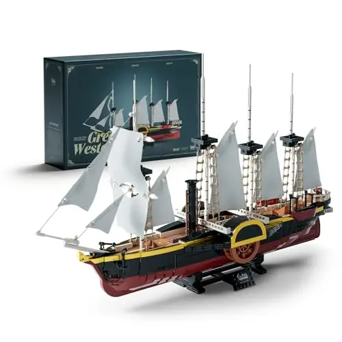 Nifeliz Schiff Great Western Dampfschiff Klemmbausteine für Erwachsene, Dekoratives Modellbausatz Sammlerstück zur Ausstellung und Sammlung, Geschenk für Schiffsenthusiasten (1.948 Teile, NF10346)