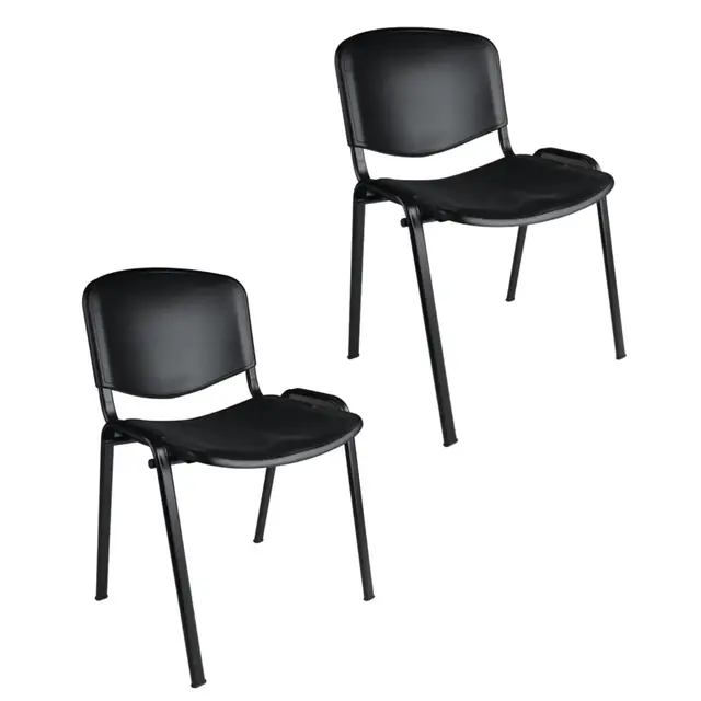 Topsit 2er Set Besucherstühle stapelbar Kunststoff Schwarz