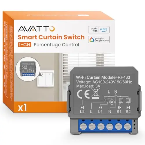 AVATTO Smart Rolladenschalter Modul WIFI + RF mit Prozentfunktion mit Alexa Google Home DIY Elektrische Rolladensteuerung Zeitschaltuhr APP Steuerung für Rolladenmotor Jalousien und Markisen