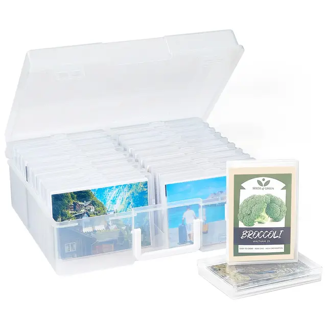 Lifewit Fotobox Aufbewahrungsbox 35 x 28 cm/14x11 mit 20 innere Fotohalter, 10x15cm Fotoetui, Klar Fotoboxen zur Aufbewahrung, Kunststoff Foto Organizer für Bilder Saatgut Karten Handwerk Aufkleber