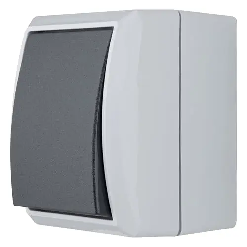 REV AquaForm, Ausschalter - Wechselschalter Feuchtraum IP44, Aufputz, grau