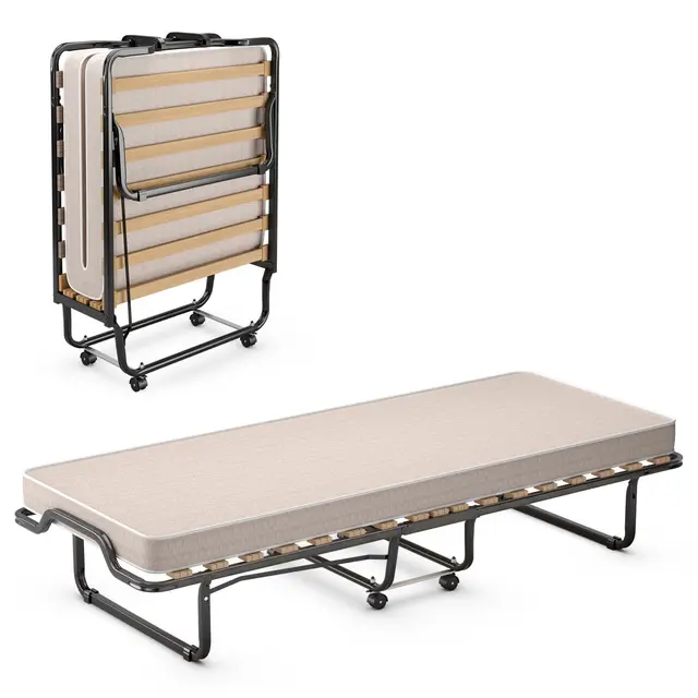 costway klappbett 90x200 gästebett beige