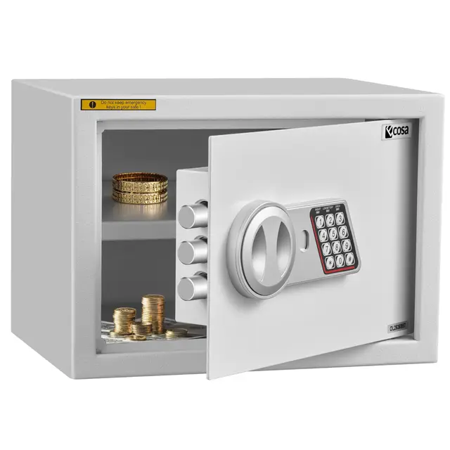Ecosa ®Elektronischer Tresor Safe 35×25×25cm – Möbeltresor & Wandtresor mit Zahlencode und Schlüssel, Hotelsafe für Zuhause, 3-fach extra dicke Doppelbolzenverriegelung, feuerfest, wasserdicht