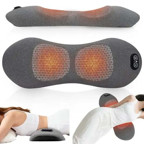 3 In 1 RüCkenmassagegeräT, Rückenmassagegeräte mit Wärme, Vibration & Dehnung, Ergonomische Rückenstütze, Rückenmassagegerät mit intelligentem Steuerschalter für Unteren Rücken, Nacken