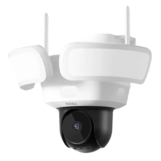 aosu 3K Überwachungskamera Aussen mit Licht – 5MP Außenleuchte mit Kamera 360° Bewegungsmelder mit Kamera 2600 Lumen Flutlicht Smarte Lampe, 24/7 Aufnahme, KI-Überwachungskamera Aussen