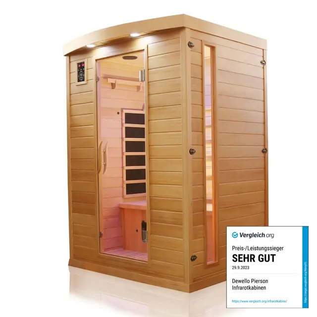 Dewello Pierson Infrarotkabine 135x105 cm 1-2 Personen Hemlock
