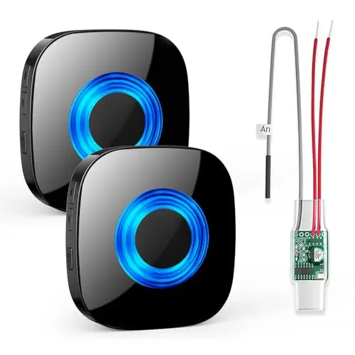PHYSEN Funksignal Weiterleitung Set: Funkkonverter + 2 Steckdosen Empfänger für Klingelanlagen (3-24V AC/DC), 110dB Lauter Gong, Einfache Installation, Ideal für Funk Erweiterung Türklingel