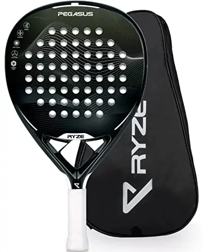 RYZE Pegasus Padel Schläger aus 100% Kohlefaser - Maximale Power & Kontrolle - 360g Leicht & Langlebig - Unisex Padelschläger für Männer & Frauen - Padel Racket Set Inkl. kostenloser Hülle