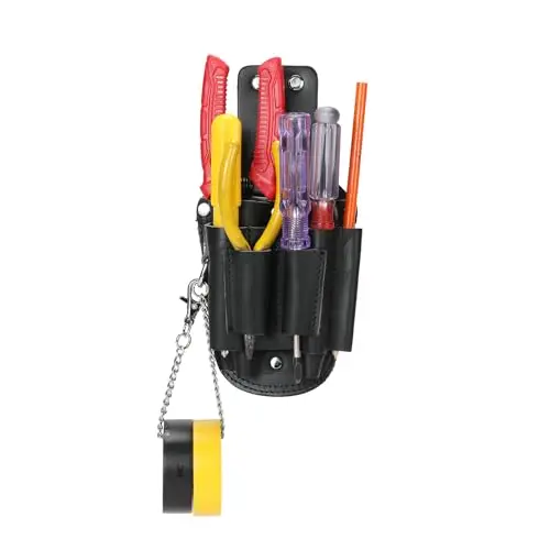 Werkzeuggürtel Werkzeugtasche für Gürtel, Echtes Leder Werkzeug Gürteltasche，für Klempner, Elektriker, Rahmenbauer (Schwarz)