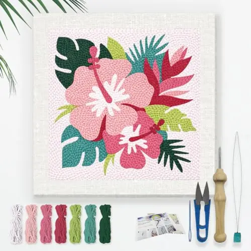 doodlream hibiskusblüten punch needle