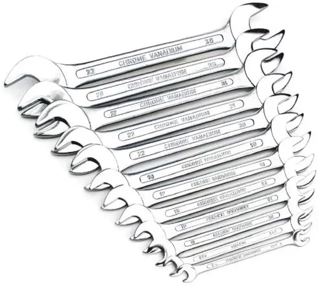 Mannesmann Brüder Gabelschlüsselsatz 12-tlg., aus Chrom-Vanadium-Stahl, verchromt, korrosionsgeschützt, Größen 6–32 mm, Profi-Qualität | M 110-12