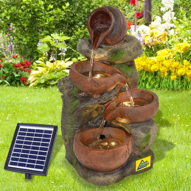 amur solar gartenbrunnen mit led und