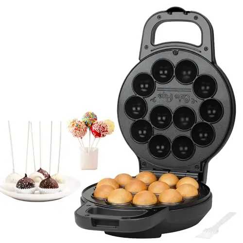 SugarWhisk Flip Cake Pop Maker, stellen Sie 12 x 1,4 cm große Cake Pops her, Zubehör für Cake Pops, Snack - Maschine, Keramikbeschichtung, Rezept und Pinsel inklusive, Graphitfarben
