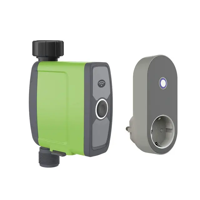 Smartes Bewässerungssystem, Gartenbewässerung, Bewässerungscomputer WLAN mit Repeater, mit App, kompatibel mit Alexa, tuya und smartlife, grün