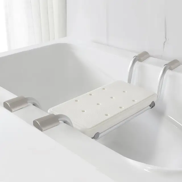 Badewannensitz für Senioren, Duschbank Breitenverstellbar 71-81 cm, Aluminium-Rahmen & Silikonkissen, Rutschfester Duschhocker für Wanneninnenmaß 58-76 cm, Belastbar bis 120 kg - Grau