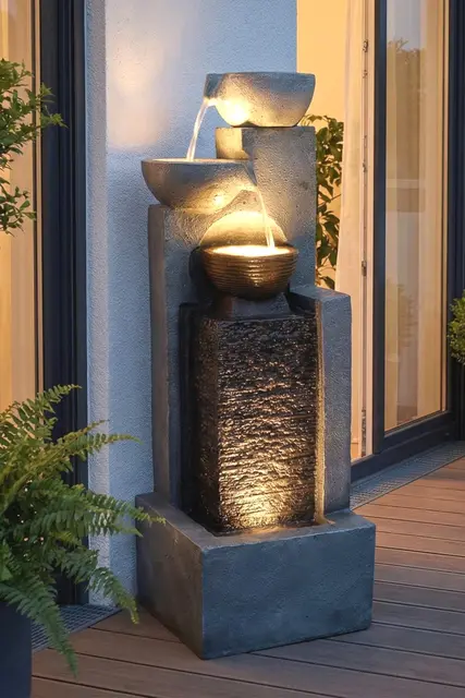 arnusa gartenbrunnen led wasserfall 109