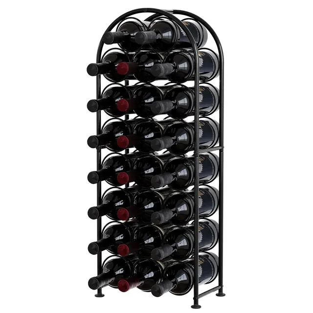 EasyPAG Metall 23 Flaschen Weinregal Freistehend Weinhalter Weinablage Weinständer Wein Halterung Wein Aufbewahrung Regal Getränkeregal Bodenstehend für Küche,Schwarz