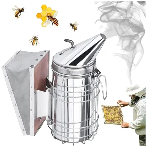 30×19cm Edelstahl Bee Hive Smoker, Bee Smoker Box, Bee HiveSmoker Mit blasebalg, Rauchbläser, ImkereiausrüStung, Imkerei Werkzeugset, Bienenzuchtwerkzeug, Für Anfänger und Imker