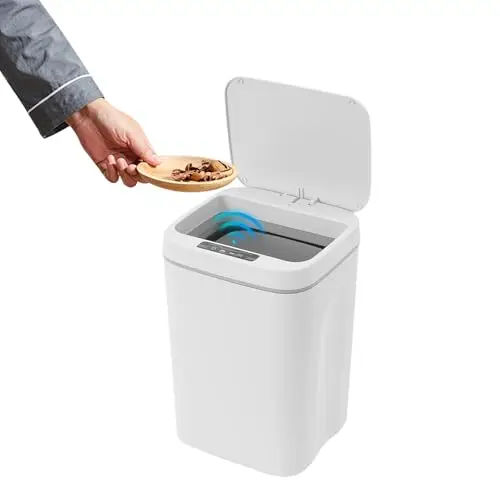 Mülleimer Bad mit Sensor 16L – Intelligenter Automatischer Elektrischer Abfallbehälter mit Deckel, Touchless, Leise, Wasserdicht, Papierkorb für Küche, Bad, Büro, Schlafzimmer, Wohnzimmer – ABS Kunsts