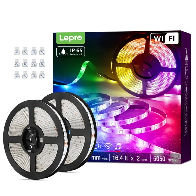 Lepro Smart LED Strip 10M,2x5M,RGB Dimmbar 300 LEDs, LED Streifen Wifi,Wlan LED Band IP65 Wasserdicht,Selbstklebend Superhell Lichtband Lichterkette Stripes Außen, Kompatibel mit Alexa,Google Home