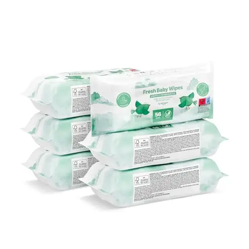 by Amazon Sensitive Baby-Feuchttücher 336 Tücher, Unparfümiert, 6 Pack à 56 Stück